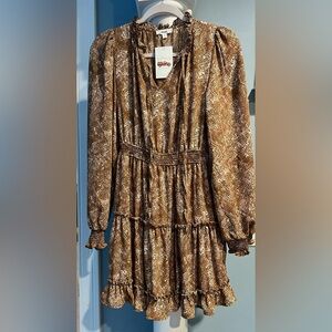 Mine Brown Snakeskin Print Dress